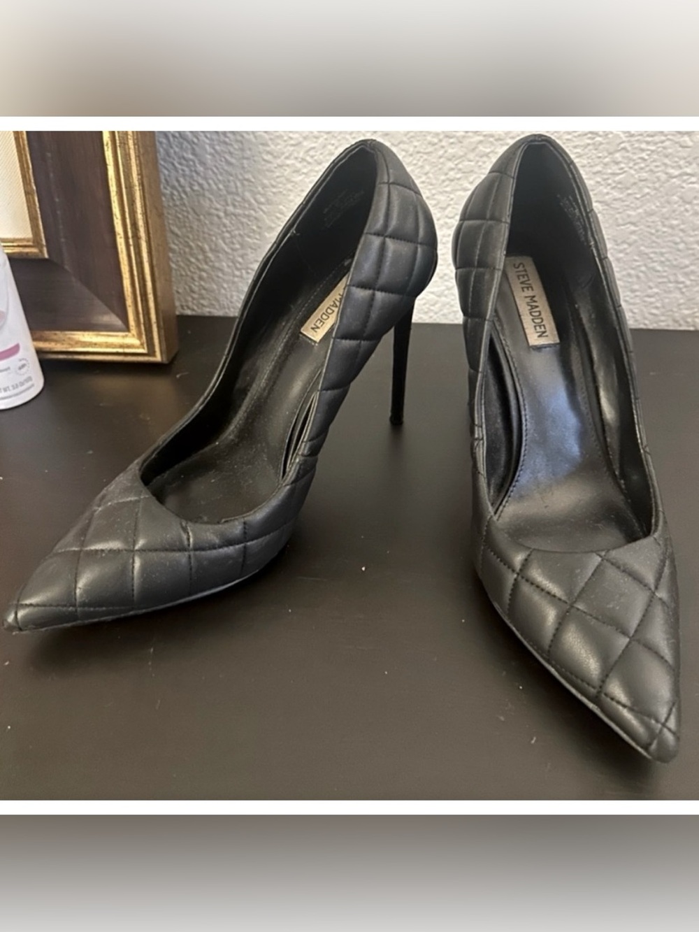 STEVE MADDEN Vala Multi Quilted Black Heels Pumps Stilettos